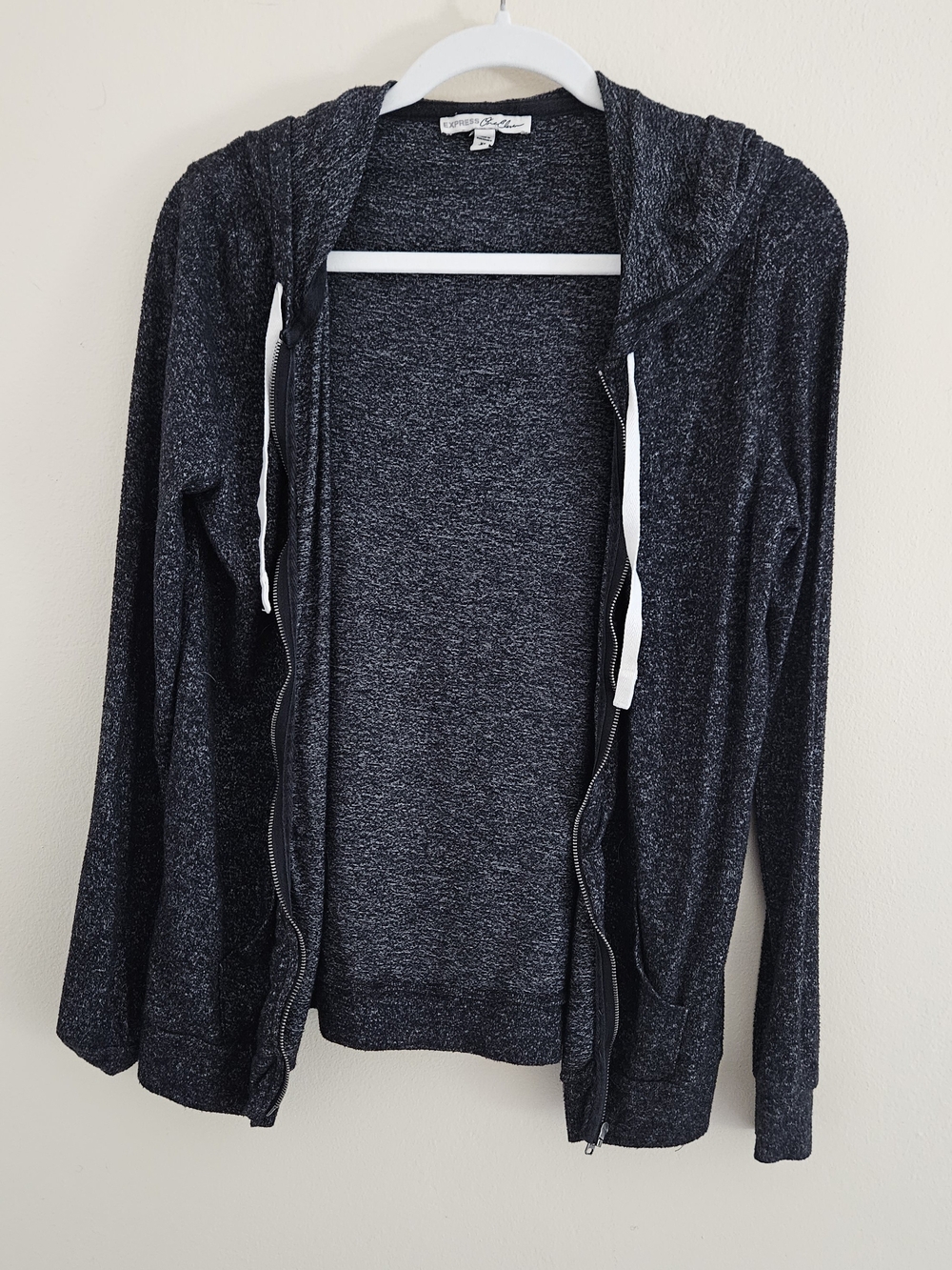 Express One Eleven Black Marled Light Weight Zip Up